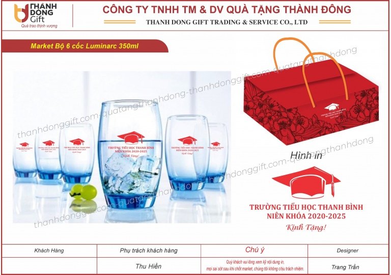 Bộ 6 cốc trứng cao thủy tinh Luminarc - Trường Tiểu học Thanh Bình