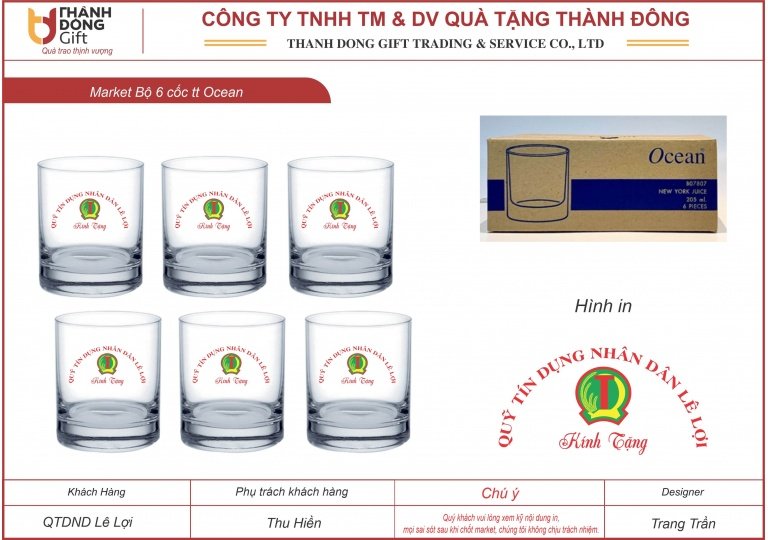 bộ 6 cốc thủy tinh ocean - qtd lê lợi