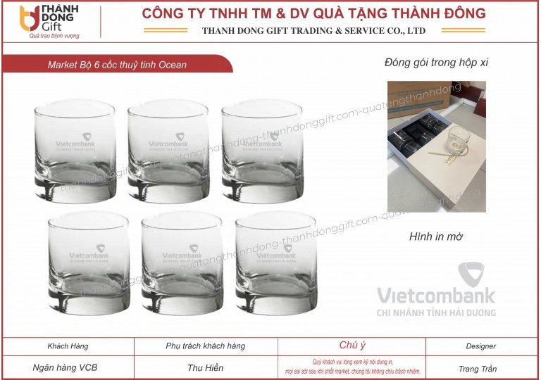 Bộ 6 cốc thủy tinh ocean - vietcombank hải dương