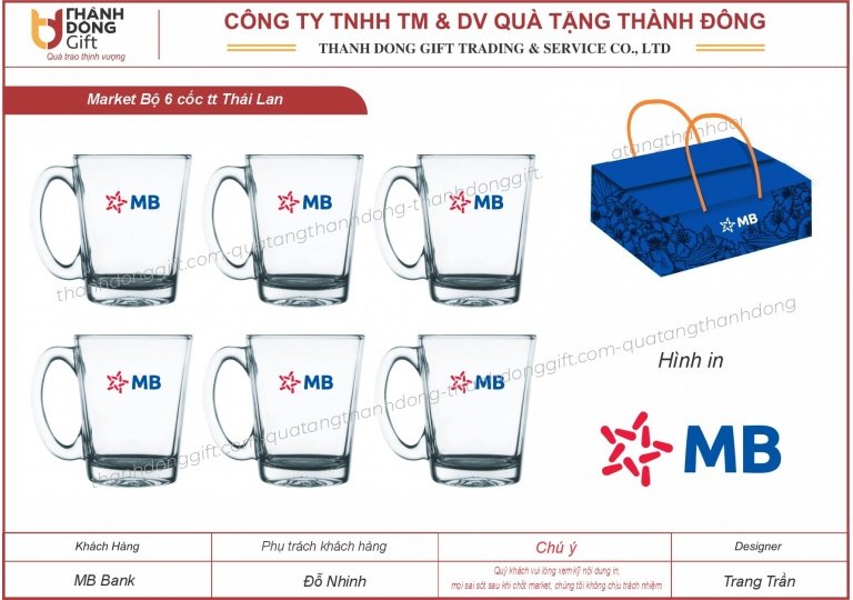 bộ 6 cốc thủy tinh Thái Lan - MB Bank