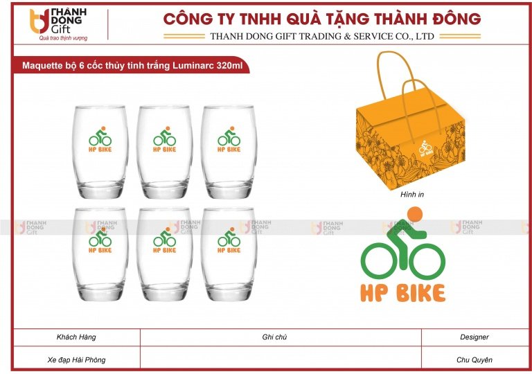 Bộ 6 Cốc Thủy Tinh Trắng 320ml - Xe Đạp Hải Phòng