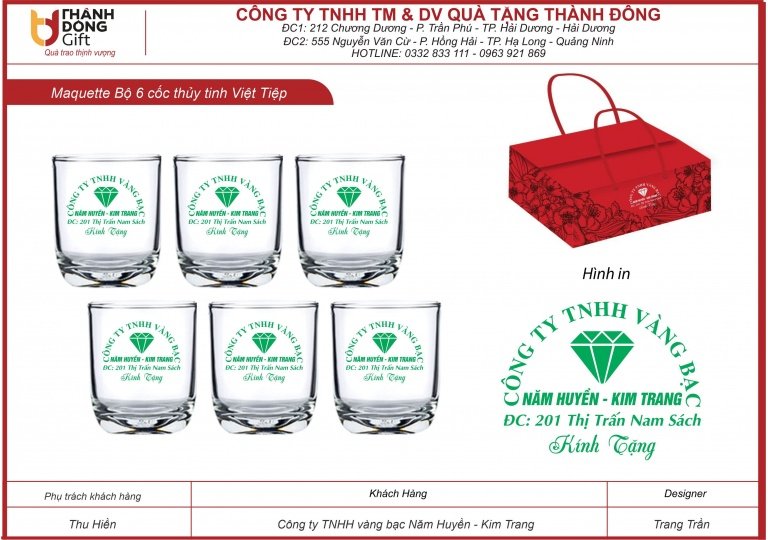 Bộ 6 cốc thủy tinh Việt Tiệp VT181 - Vàng bạc Năm Huyền