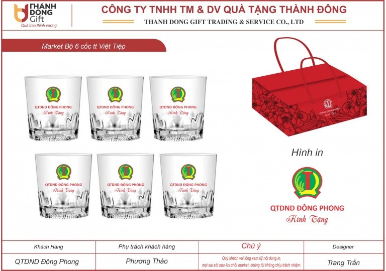 Bộ 6 cốc thủy tinh Việt Tiệp VT182 - QTD Đông Phong