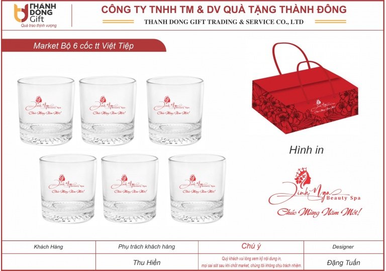 Bộ 6 cốc thủy tinh Việt Tiệp VT308 - Spa Linh Nga
