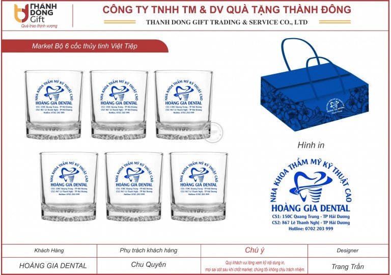 Bộ 6 cốc thủy tinh Việt Tiệp VT309 - Hoàng Gia Dental