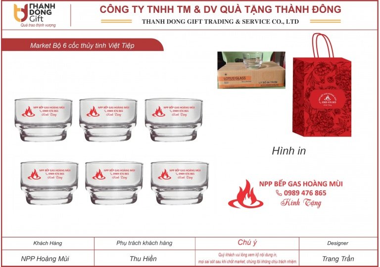 Bộ 6 cốc thủy tinh Việt Tiệp VT56 - Gas Hoàng Mùi