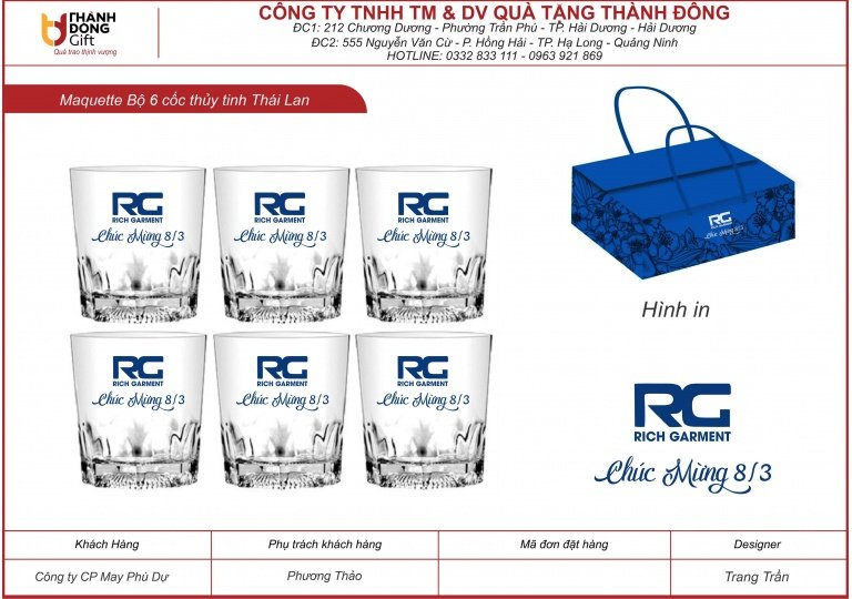 Bộ 6 cốc UG356 - Công ty may Phú Dụ