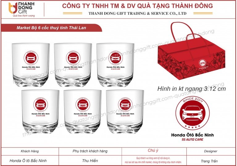 Bộ 6 cốc UG359 - Honda Bắc Ninh