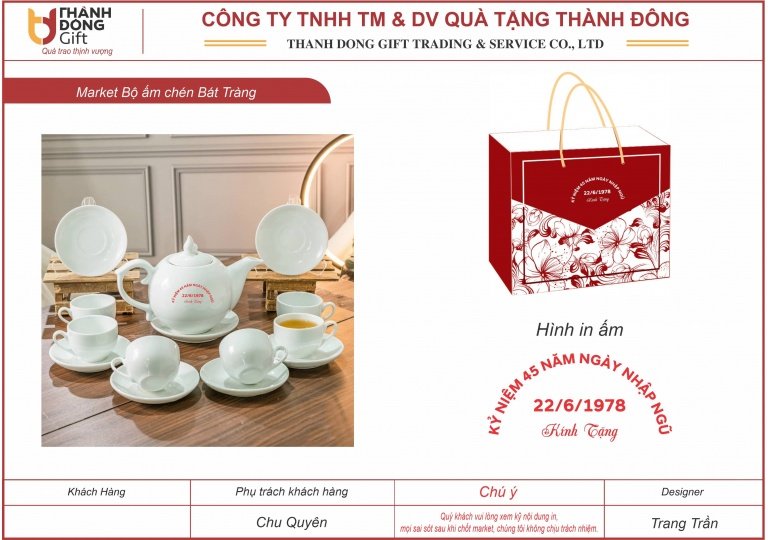 Bộ ấm chén Bát Tràng - 40 năm nhập ngũ