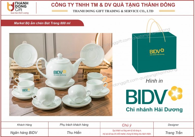 bộ ấm chén bát tràng 800ml - bidv chi nhánh hải dương