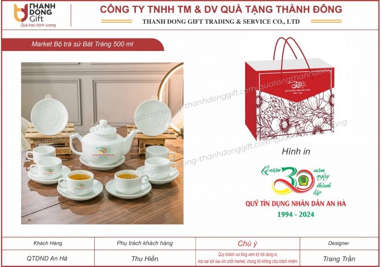 bộ ấm chén bát tràng - kỷ niệm 30 năm qtd an hà