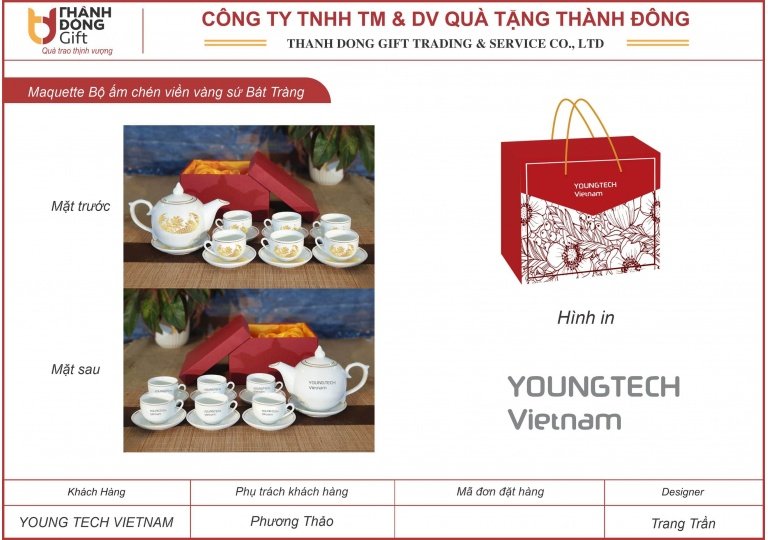 Bộ ấm chén Bát Tràng viền vàng - young tech vn