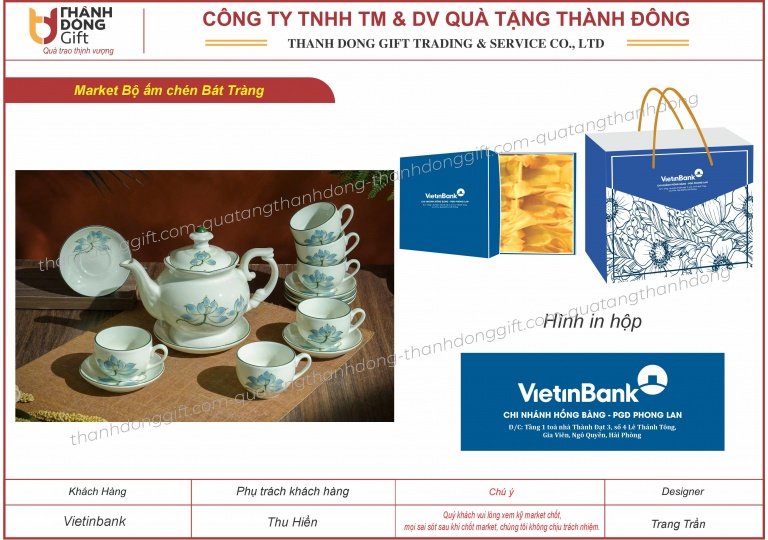 Bộ ấm chén Bát Tràng - vietinbank pgd phong lan