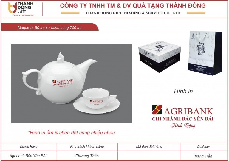 bộ ấm chén minh long dáng mẫu đơn - agribank bắc yên bái