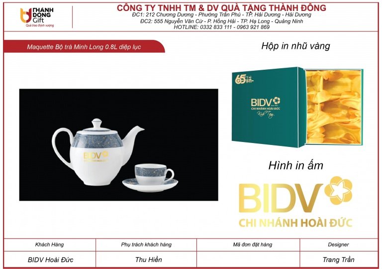 Bộ ấm chén minh long diệp lục - bidv hoài đức