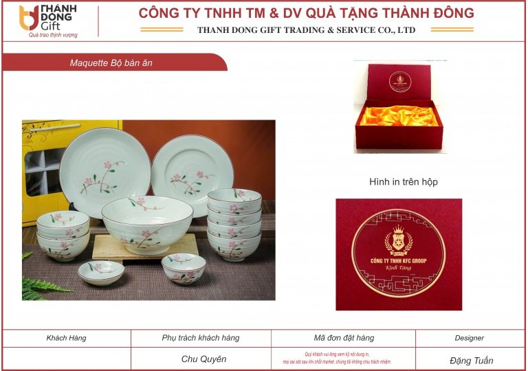 Bộ bàn ăn gốm sứ Bát Tràng - KFC Group