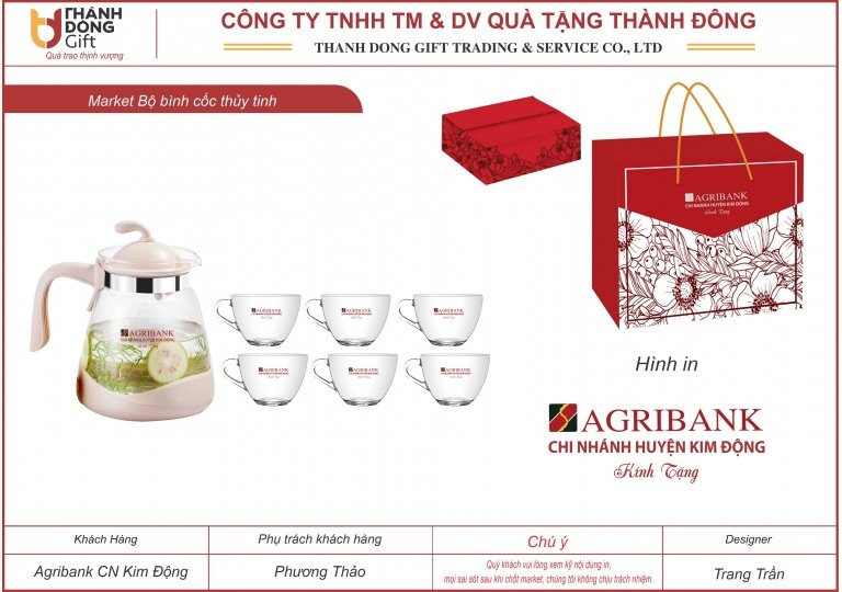 Bộ bình cốc thủy tinh - Agribank Chi nhánh Kim Động
