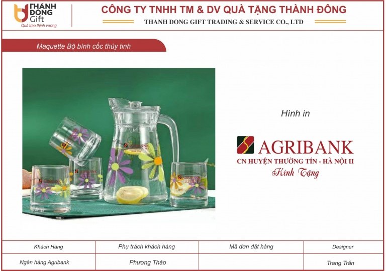 bộ bình cốc thủy tinh - agribank thường tín