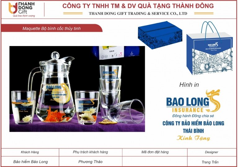 Bộ bình cốc thủy tinh - bảo hiểm bảo long