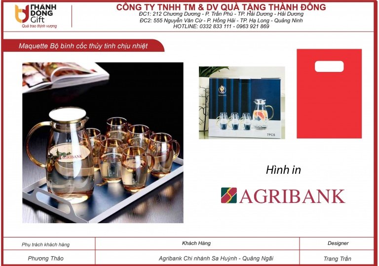 Bộ bình cốc thủy tinh chịu nhiệt - agribank