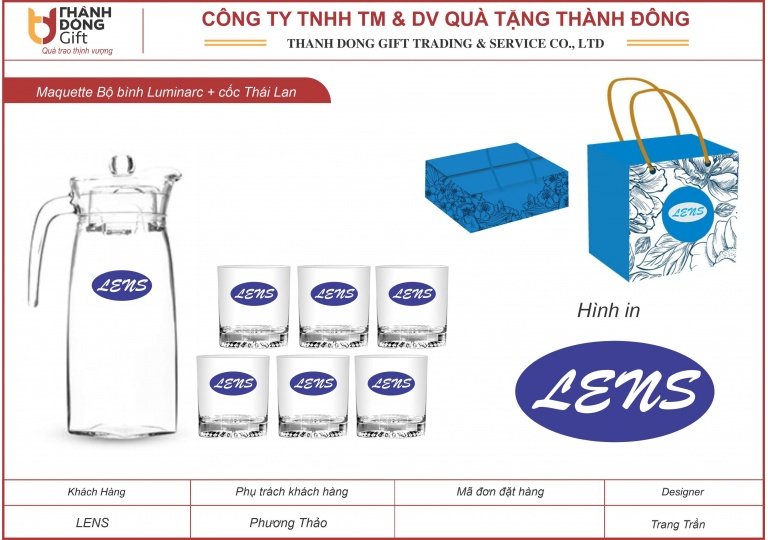 Bộ bình cốc thủy tinh - công ty lens