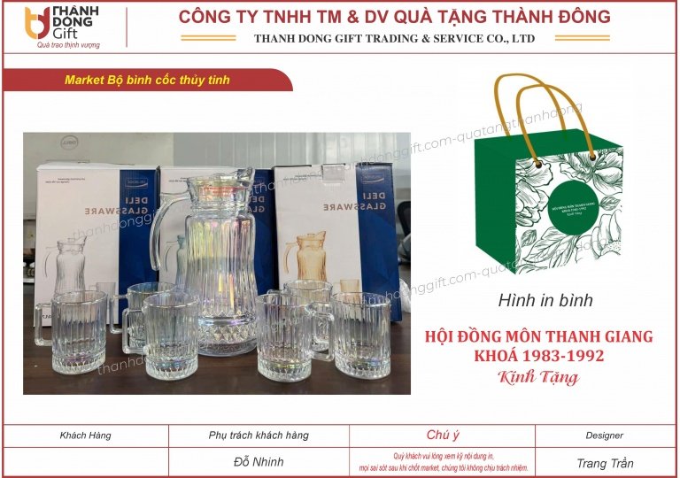 Bộ bình cốc thủy tinh - Hội Đồng môn xã Thanh Giang