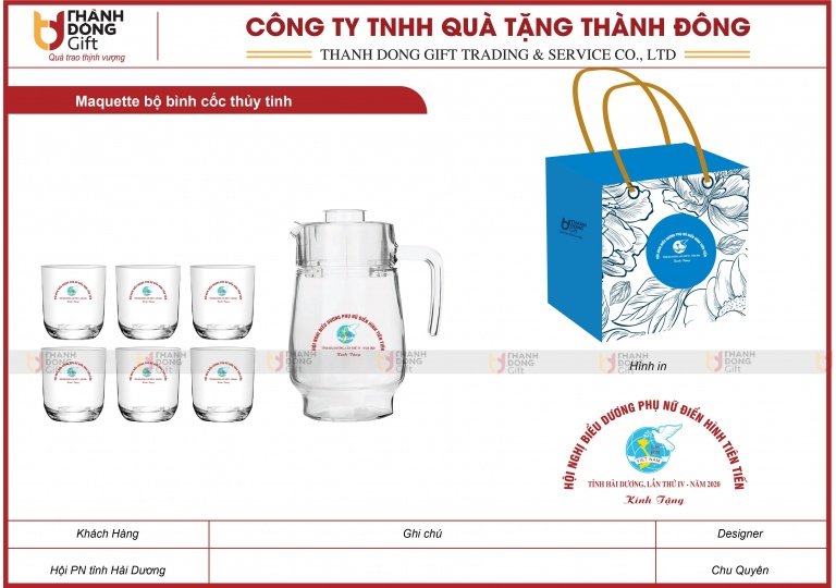 Bộ Bình Cốc Thủy Tinh - Hội Phụ Nữ Tỉnh Hải Dương