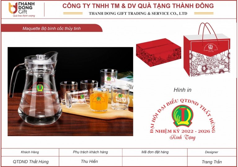Bộ bình cốc thủy tinh - QTD Thất hùng