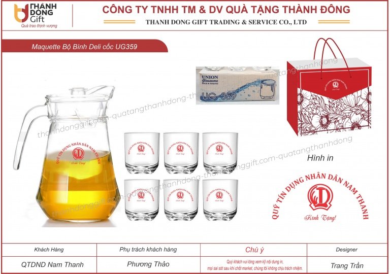 bộ bình thủy tinh deli cốc ug359 - qtd nam thanh