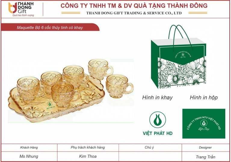 Bộ khay cốc thủy tinh - Công ty Việt Phát HD