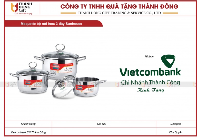 Bộ Nồi Inox 3 Đáy Sunhouse - Vietcombank CN Thành Công