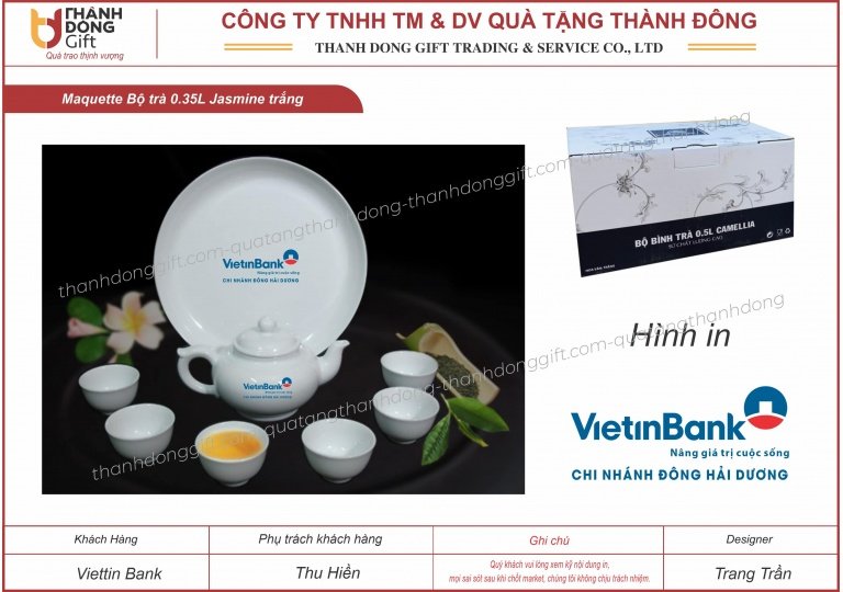 bộ trà 0.35l minh long jasmine - vietinbank chi nhánh đông hải dương