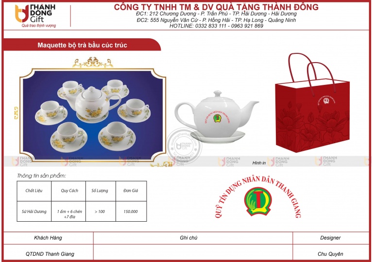 Bộ trà bầu cúc trúc - Quỹ tín dụng nhân dân Thanh Giang