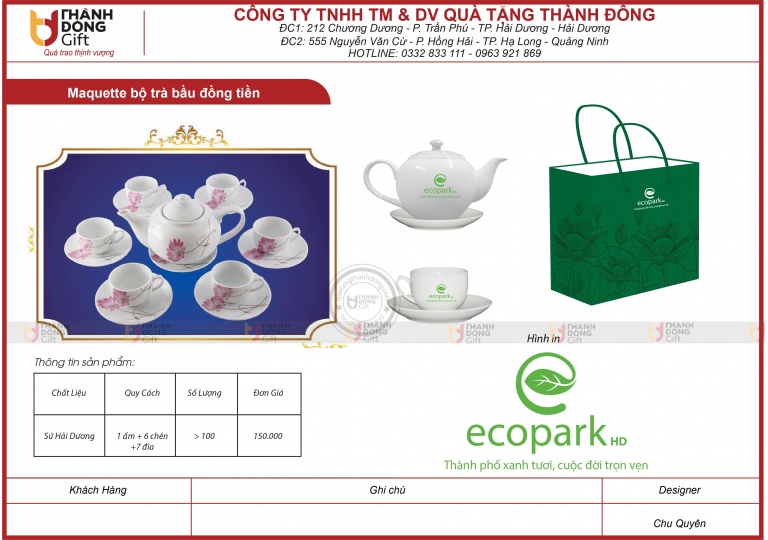 Bộ trà bầu đồng tiền - Ecopark