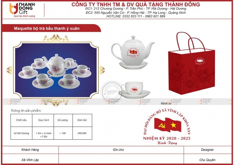 Bộ trà bầu thanh ý xuân - Đảng bộ xã Vĩnh Lập