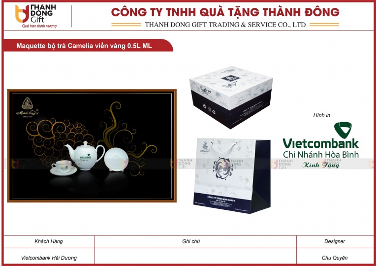 Bộ Trà Camelia Viền Vàng 0.5L - Vietcombank Hải Dương