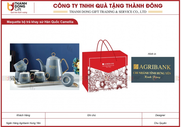 Bộ Trà Khay Sứ Hàn Quốc - Agribank Hưng Yên