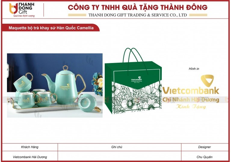 Bộ Trà Khay Sứ Hàn Quốc - Vietcombank Hải Dương