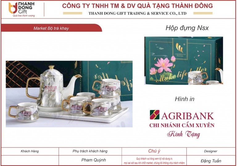 bộ trà khay vân đá - agribank chi nhánh cẩm xuyên