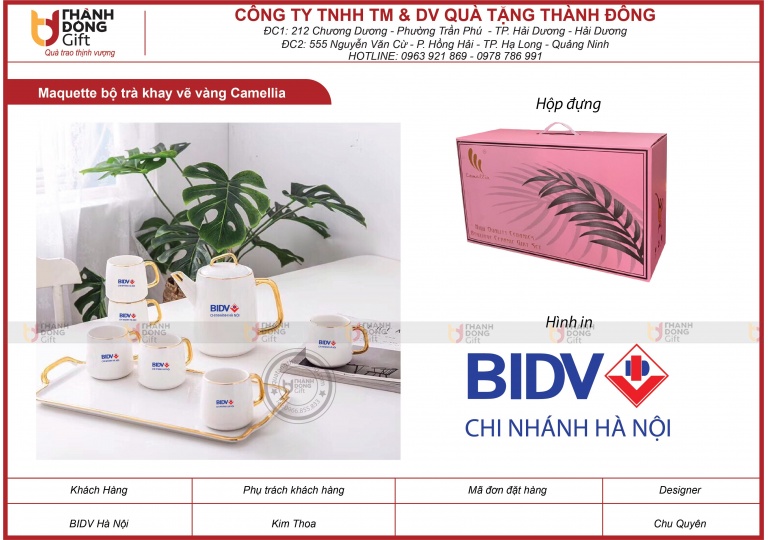 Bộ trà khay vẽ vàng Camellia - BIDV chi nhánh HÀ NỘI