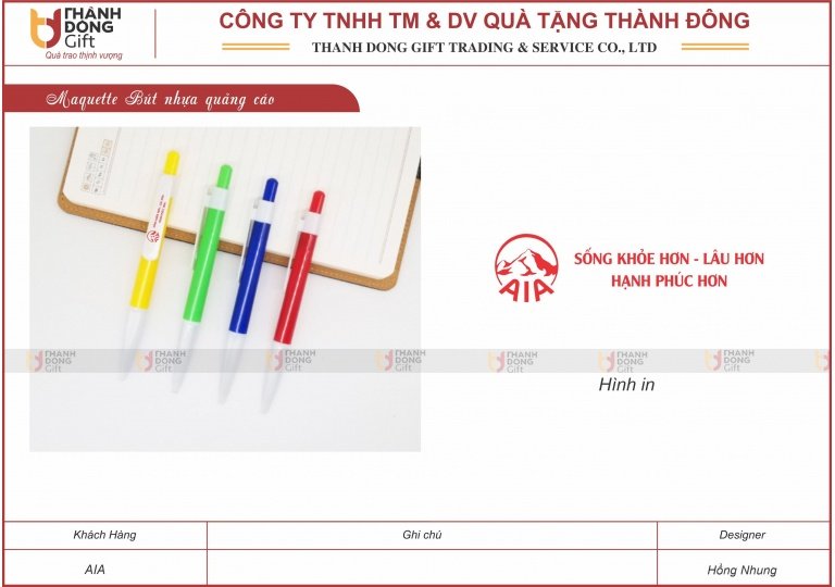 Bút Nhựa Quảng Cáo - AIA