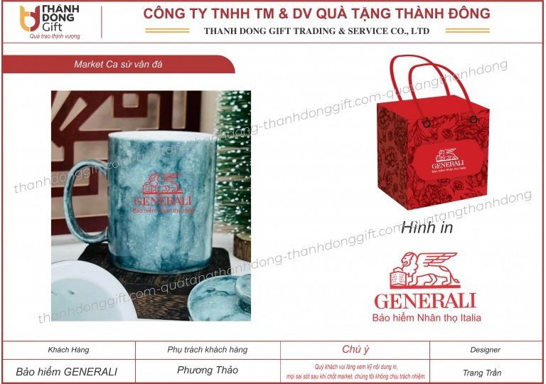 Ca sứ Bát Tràng họa tiết vân đá - Generali