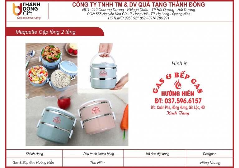 Cặp lồng nhựa 2 tầng - Gas Hướng Hiền