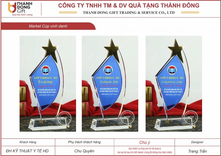 Cúp pha lê lưu niệm - Đại học Y Hải Dương