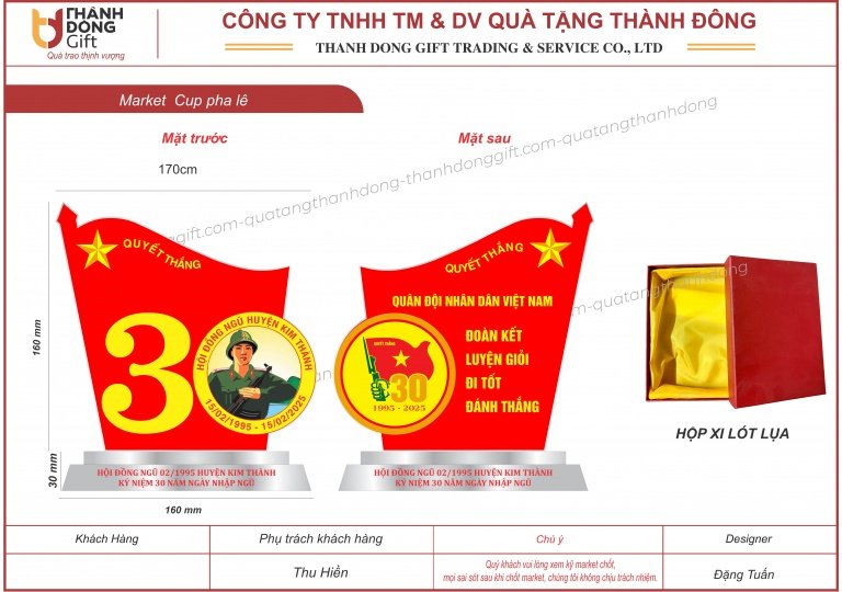 Cúp pha lê lưu niệm - Hội đồng ngũ huyện Kim Thành