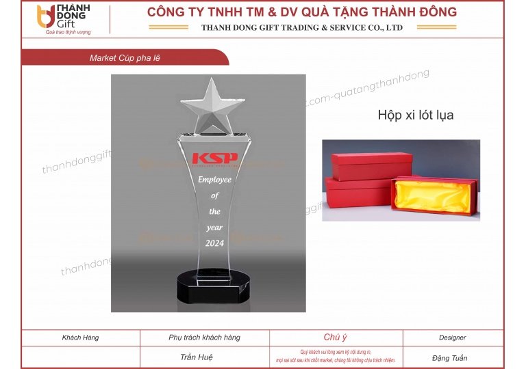 Cúp pha lê vinh danh - KSP