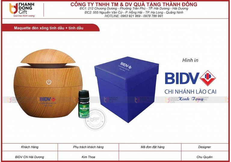 Đèn xông tinh dầu + tinh dầu - BIDV chi nhánh LÀO CAI