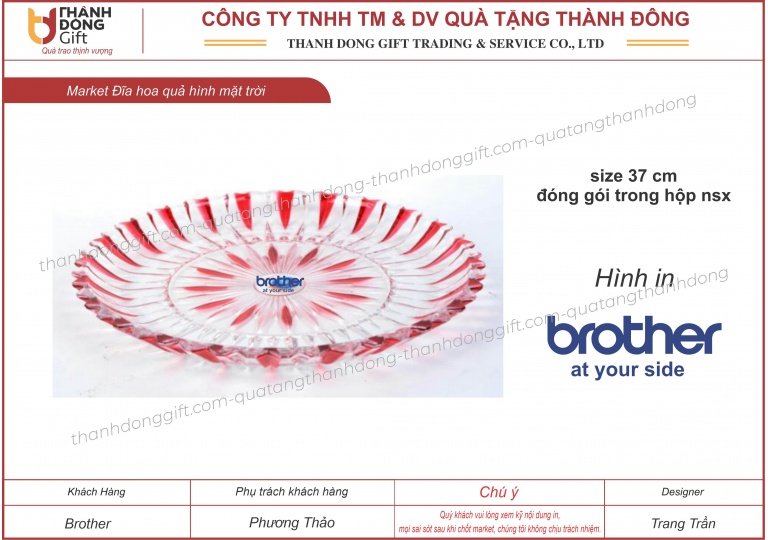 Đĩa thủy tinh trang trí, đựng hoa quả - Brother