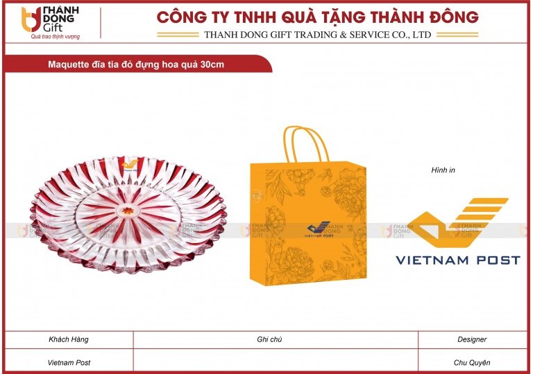 Đĩa Tia Đỏ Đựng Hoa Quả 30cm - Vietnam Post