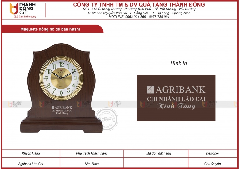 Đồng hồ để bàn Kashi - AGRIBANK chi nhánh LÀO CAI